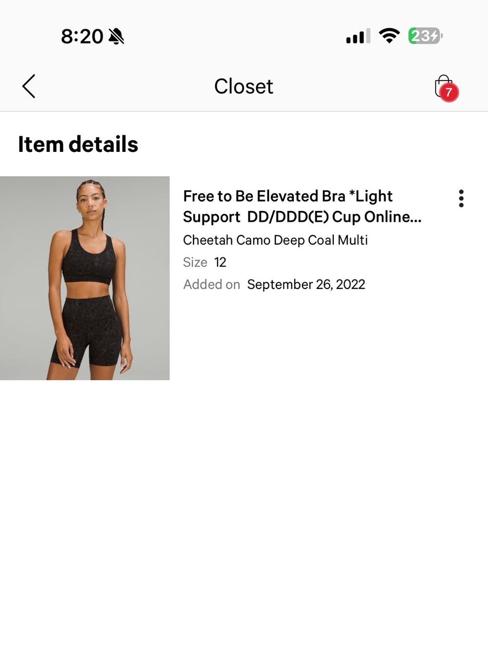 Lululemon Free To Be Elevated ( Energy ) Sports Bra 12 Cheetah Camo DD / DDD / E - Picture 5 of 7